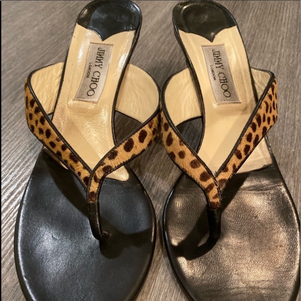Jimmy Choo Cheetah Print Kitten Heel Sandals 41